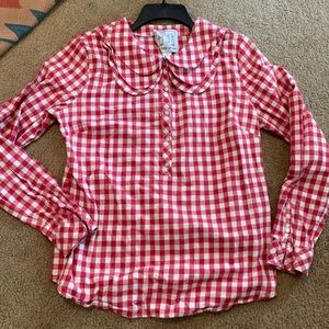 Flannel button up blouse with collar
